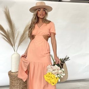 Just peachy maxi dress- lane 201